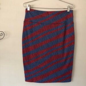 LULAROE Cassie Pencil Skirt Medium Stretchy Office Business Casual Patriotic